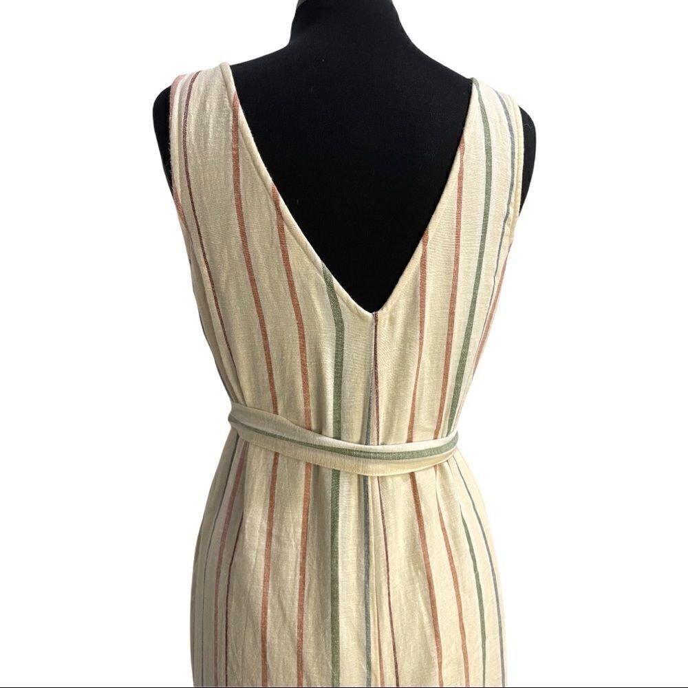 American Eagle Striped V-Neck Sleeveless Tie Waist Jumpsuit Sz S - Picture 9 of 13
